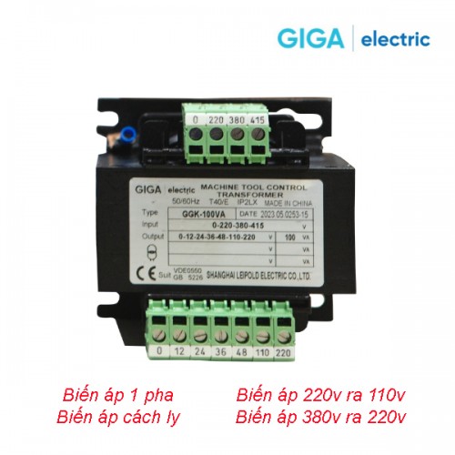 Biến áp cách ly 1 pha GGK-100VA 